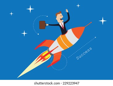 Businessman in the rocket start up , eps10 vector