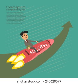 businessman rocket success