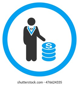 Businessman rounded icon. Vector illustration style is flat iconic bicolor symbol, blue and gray colors, white background.