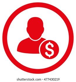 Businessman rounded icon. Vector illustration style is flat iconic symbol, red color, white background.