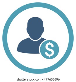 Businessman rounded icon. Vector illustration style is flat iconic bicolor symbol, cyan and blue colors, white background.