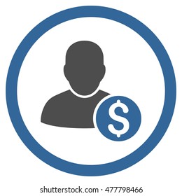 Businessman rounded icon. Vector illustration style is flat iconic bicolor symbol, cobalt and gray colors, white background.