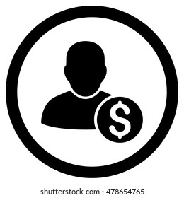 Businessman rounded icon. Vector illustration style is flat iconic symbol, black color, white background.