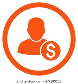 Businessman rounded icon. Vector illustration style is flat iconic symbol, orange color, white background.
