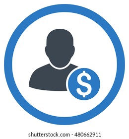 Businessman rounded icon. Vector illustration style is flat iconic bicolor symbol, smooth blue colors, white background.