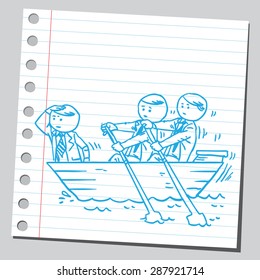 Businessman rowing