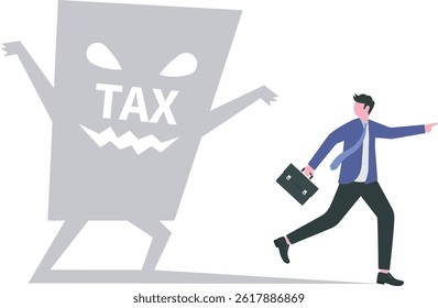 Businessman run away from tax devil. pay tax finance vector.


