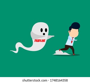 businessman run from deadline ghost because getting closer