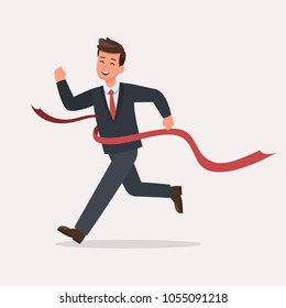 Businessman run to the finish line character vector design