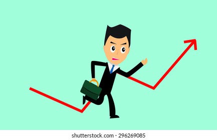 Businessman run to growth vector.