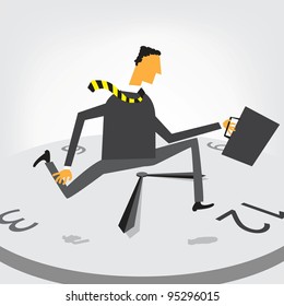 businessman run on clock