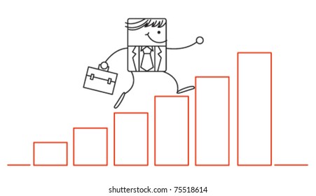 businessman run up on graph