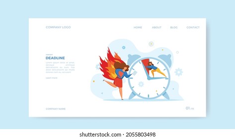 Businessman run overworked to on fire vector illustration. Cartoon office worker hurry to complete work. deadline concept in cartoon style