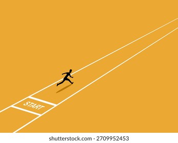 businessman run quickly from the start