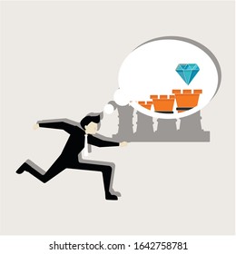 Businessman run to success concept. Creative idea design. Flat vector illustration for template, brochure or presentation.