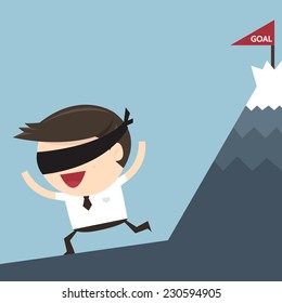 Businessman run wrong way. Flat design