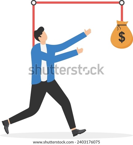 Businessman running after sack of money concept. Business vector illustration

