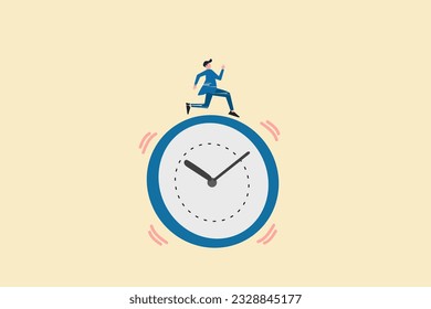 Businessman running against timer counting down. concept of Business deadline, counting down, speed and efficiency to complete work