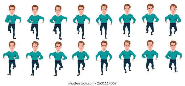 Geschäftsmann läuft Animation, Run Cycle Animation Sprite Sheet, Frame by Frame Run Animation