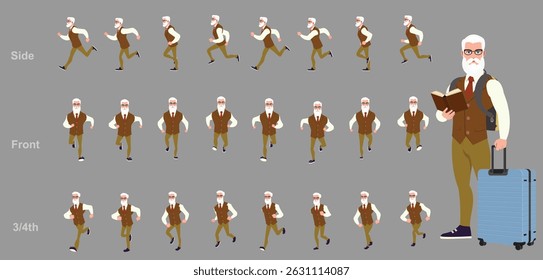 Hombre de negocios corriendo animación, Run Cycle animación sprite hoja, cuadro por cuadro correr animación