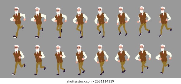 Empresário executando animação, Run Cycle animação sprite sheet, quadro por quadro executar animação