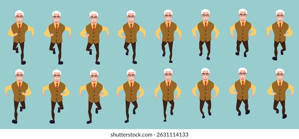 Hombre de negocios corriendo animación, Run Cycle animación sprite hoja, cuadro por cuadro correr animación
