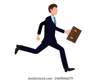 A businessman running around busy at work.