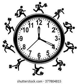 businessman running around clock