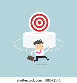Businessman running around the target. vector