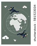 Businessman Running around the world vector illustration