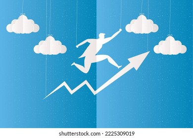 businessman running in arrow silhouette