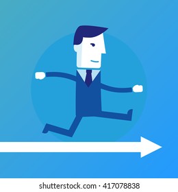 Businessman running arrow. Vector illustration eps 10