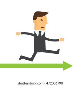 Businessman running arrow. Vector illustration eps 10