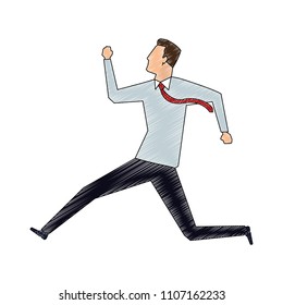 Businessman running avatar scribble