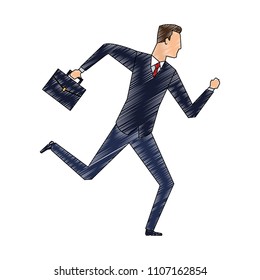 Businessman running avatar scribble