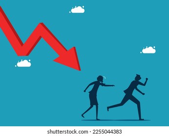 Businessman running away from crisis. Escaping from a crisis. vector illustration eps