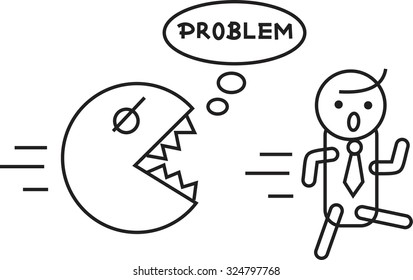 Businessman running away from problem