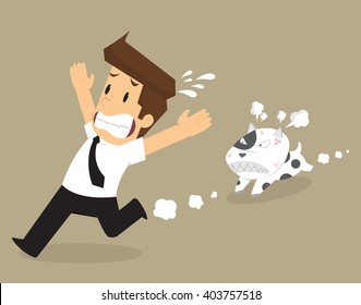 businessman running away from problems, Dogs chases to bite. vector