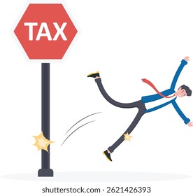 Businessman running away from tax, illustration vector cartoon

