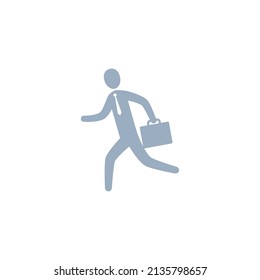 Businessman running with a bag, Vector silhouette icon illustration.	