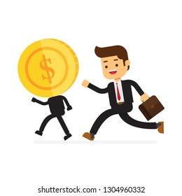 businessman running with big money