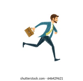 Businessman running with a briefcase