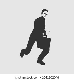 Businessman running with briefcase. Abstract illustration. Modern lifestyle metaphor