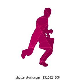 Businessman running with briefcase. Abstract illustration. Modern lifestyle metaphor. Textured by lines and dots pattern