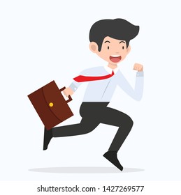 Businessman running with a briefcase cartoon