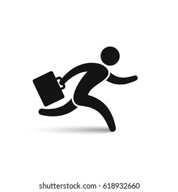 Businessman Running With Briefcase Icon, Vector Illustration.