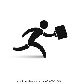 Businessman running with briefcase icon, vector illustration.