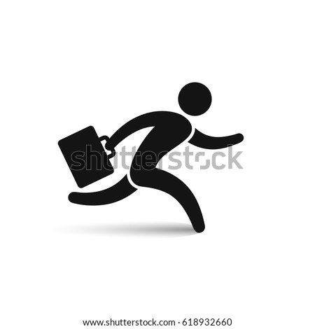 Businessman running with briefcase icon, vector illustration.