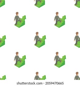 Businessman running up career ladder pattern seamless background texture repeat wallpaper geometric vector