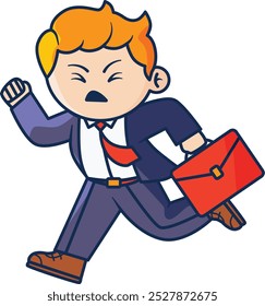 Businessman Running Carrying Briefcase Illustration